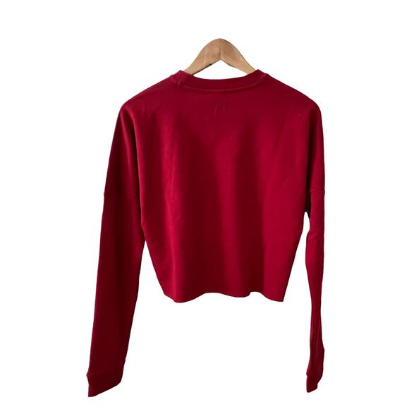 Adidas cropped metallic logo Sweatshirt Brick Red XS - Picture 5 of 6